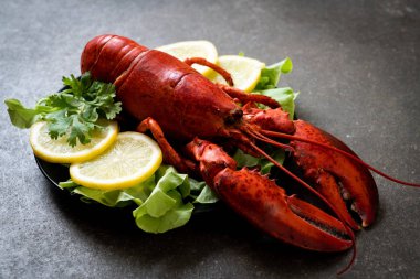 taze Haşlanmış istakoz sebze ve limon ile