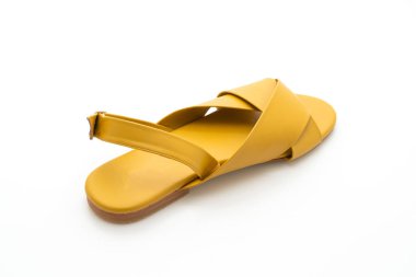 Beyaz arka plan üzerinde izole slingback ile moda erkek ve kadın deri sandaletler