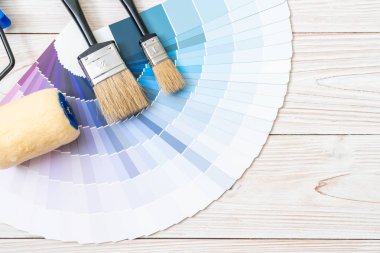 örnek Renkler pantone kataloğu veya renk örnekleri kitap boya rulo fırça ile renk