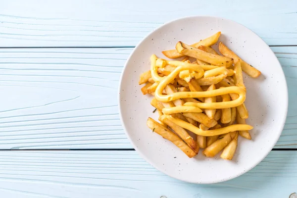 French Fries Cheese Unhealthy Food — Stock Photo, Image