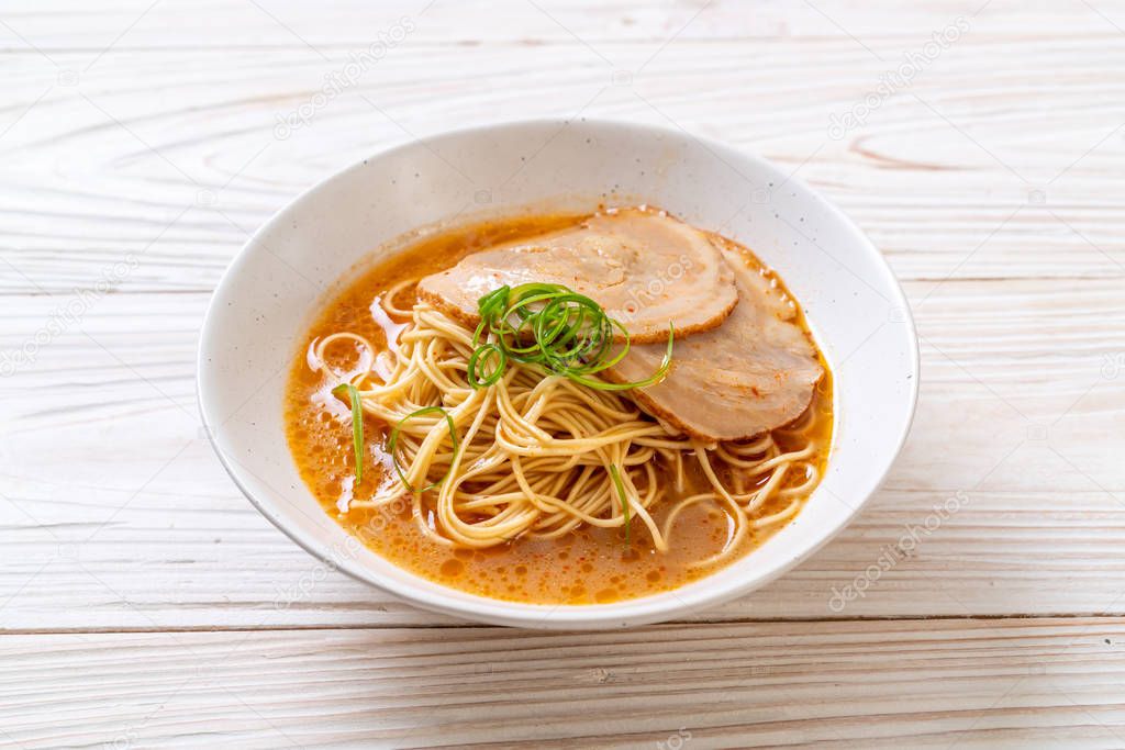 tonkotsu ramen noodles with chaashu pork - Japanese style