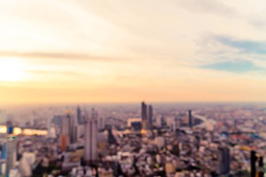 arka plan için günbatımı gökyüzü ile Tayland Bangkok cityscape bulanıklık