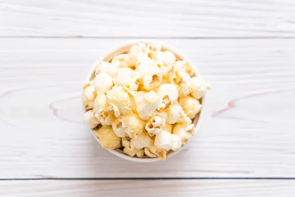 Sweet Popcorn Wood Background — Stock Photo, Image