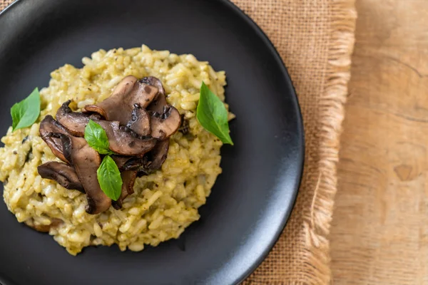 Homemade Mushroom Risotto Pesto Cheese — Stock Photo, Image