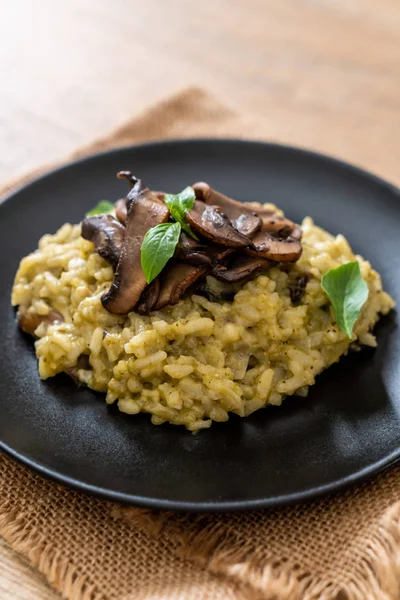 Homemade Mushroom Risotto Pesto Cheese — Stock Photo, Image