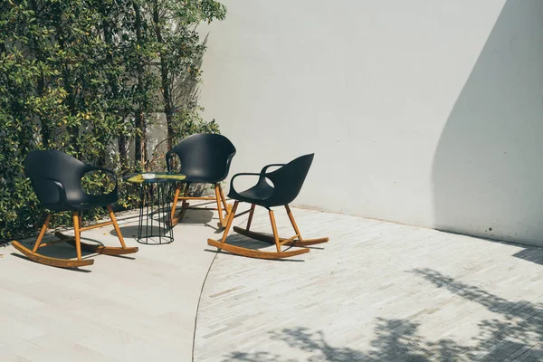 empty patio deck and chair