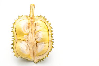 Beyaz arkaplanda izole edilmiş taze Durian meyvesi