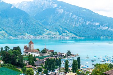Spiez Castle Thun Gölü İsviçre ile