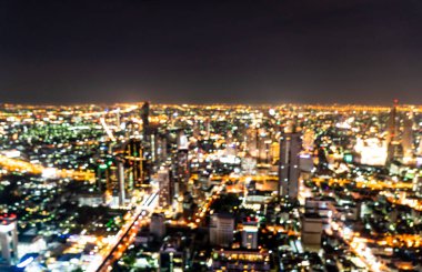 Soyut Tayland'da gece Bangkok cityscape için arka plan bulanıklık