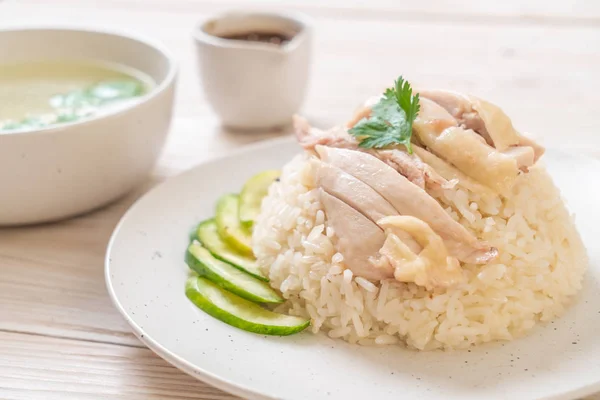 Riz Poulet Haineux Riz Poulet Cuit Vapeur Style Alimentaire Asiatique — Photo