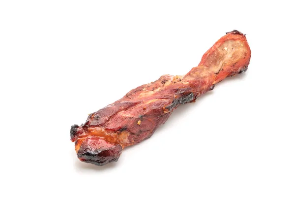 Carne Porco Assada Grelhada Vermelha Isolada Sobre Fundo Branco — Fotografia de Stock