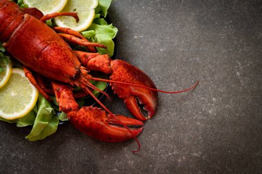 taze Haşlanmış istakoz sebze ve limon ile