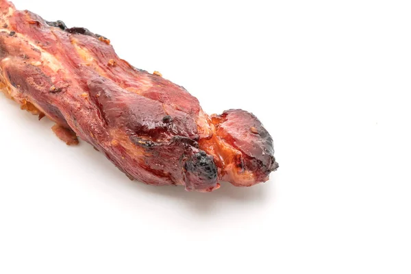 Carne Cerdo Asada Barbacoa Roja Aislada Sobre Fondo Blanco — Foto de Stock