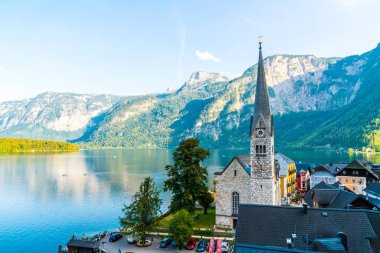 Avusturya Alpleri'nde, Salzkammergut bölge, Hallstatter gölde Hallstatt köyü Hallstatt, Avusturya