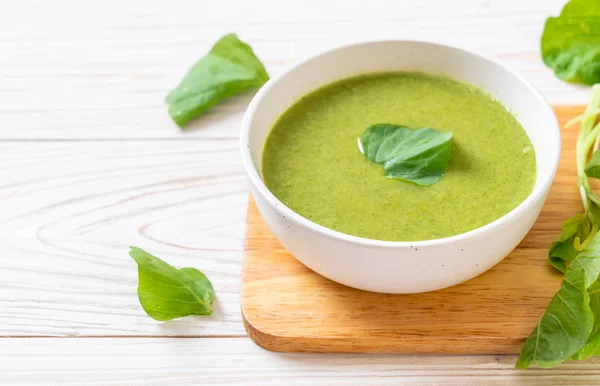 Tigela Sopa Espinafre Estilo Comida Saudável — Fotografia de Stock