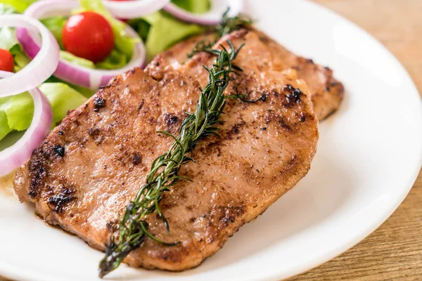 Grilled Pork Steak Vegetable Plate — Stock Photo, Image