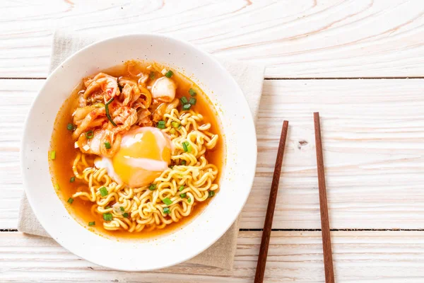 Korean Instant Noodles Kimchi Egg Korean Ramen Style — Stock Photo, Image