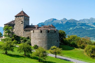 Beautiful Architecture at Vaduz Castle, the official residence of the Prince of Liechtenstein with blue sky clipart