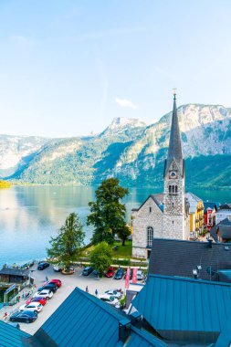 Avusturya Alpleri'nde, Salzkammergut bölge, Hallstatter gölde Hallstatt köyü Hallstatt, Avusturya