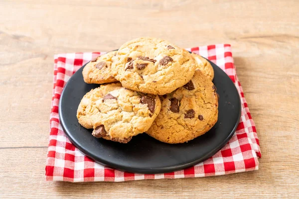 Biscoitos Com Chips Chocolate Prato — Fotografia de Stock