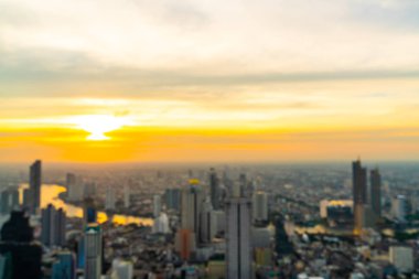 arka plan için günbatımı gökyüzü ile Tayland Bangkok cityscape bulanıklık