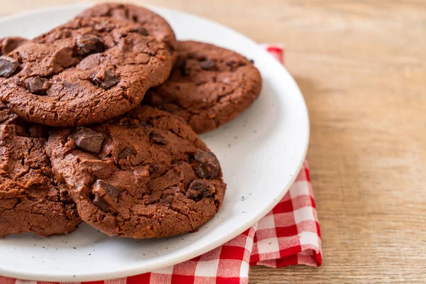 Kekse Aus Dunkler Schokolade Mit Schokolade — Stockfoto