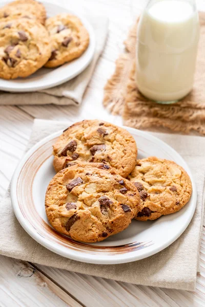 Galletas Con Chispas Chocolate Plato — Foto de Stock