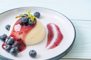 yoğurt puding taze yaban mersini - sağlıklı yemek ve tatlı ile