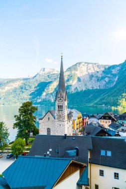Avusturya Alpleri'nde, Salzkammergut bölge, Hallstatter gölde Hallstatt köyü Hallstatt, Avusturya