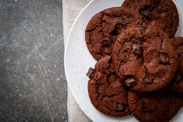 Темне Шоколадне Печиво Шоколадними Чіпсами — стокове фото