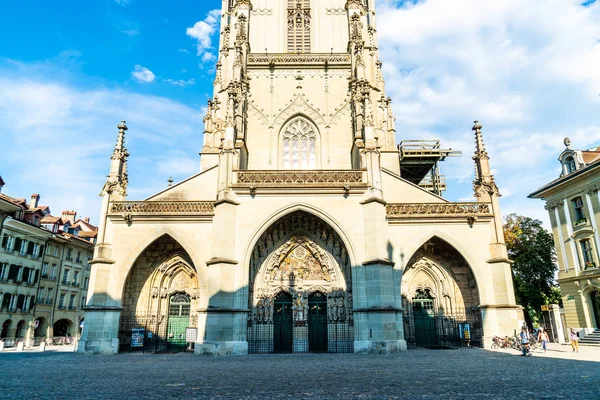 Gyönyörű Építészeti Berner Münster Székesegyház Svájc — Stock Fotó