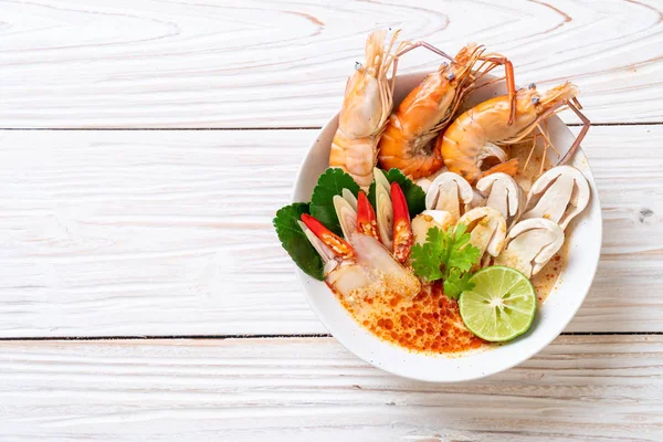 Kryddiga Räkor Soppa Tom Yum Goong Traditionell Thaimat — Stockfoto