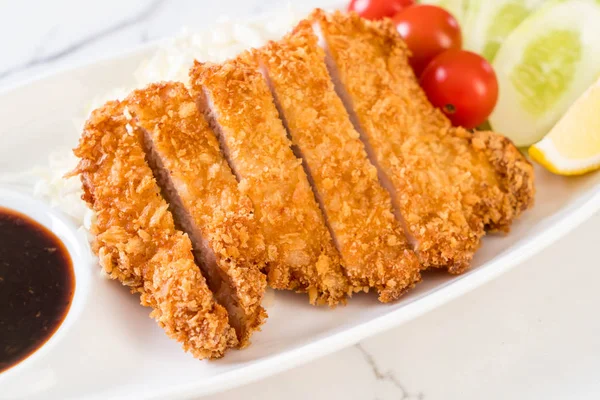 Costeleta Porco Frito Japonês Conjunto Tonkatsu Estilo Comida Japonesa — Fotografia de Stock