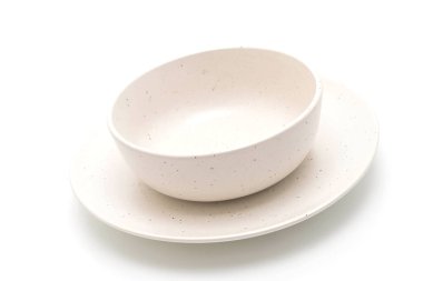 boş levha ve beyaz arka plan üzerinde izole kase