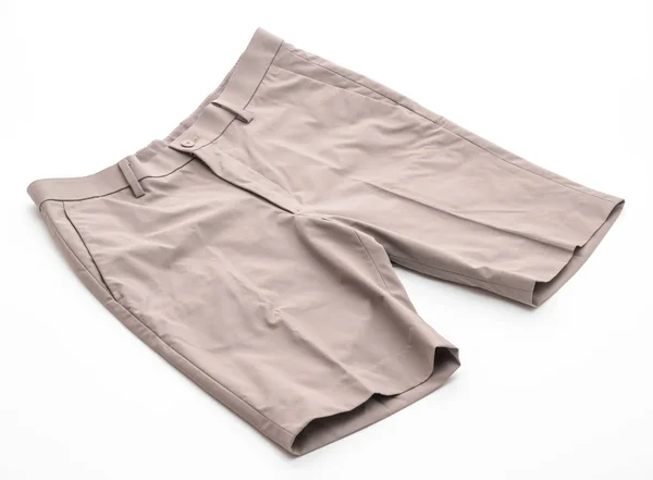 Pantaloni Corti Beige Uomo Isolati Sfondo Bianco — Foto Stock
