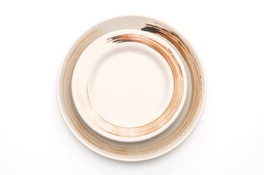 boş levha ve beyaz arka plan üzerinde izole kase