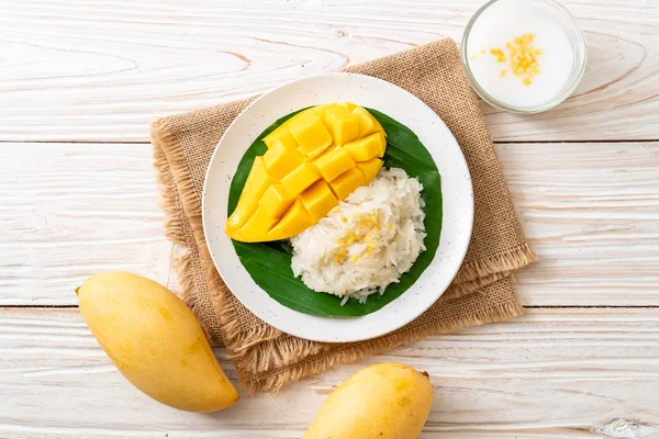 Mango Sticky Rice Popular Traditional Dessert Thailand — Stock Photo, Image