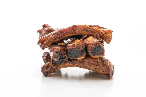 Grilled Barbecue Ribs Pork Isolated White Background — Stock Photo, Image