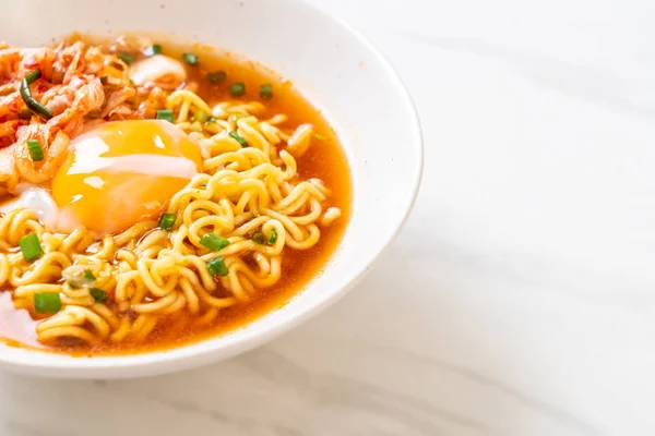 Korean Instant Noodles Kimchi Egg Korean Ramen Style — Stock Photo, Image