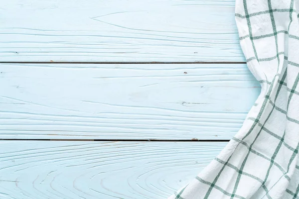 Кухонная Ткань Салфетка Синем Деревянном Фоне Копировальным Пространством — стоковое фото