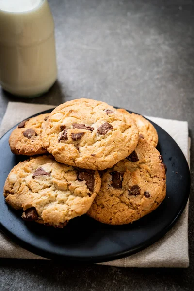 Galletas Con Chispas Chocolate Plato — Foto de Stock