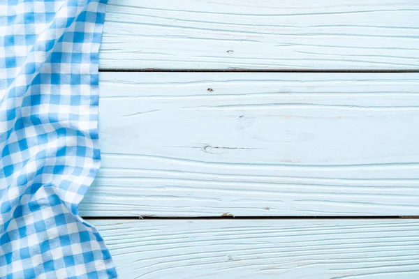 Кухонная Ткань Салфетка Синем Деревянном Фоне Копировальным Пространством — стоковое фото
