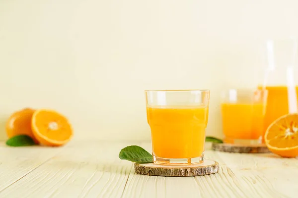 Jus Orange Frais Sur Fond Bois Boisson Saine — Photo