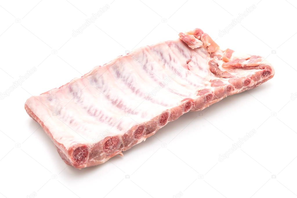 Fresh raw pork ribs isolated on white background