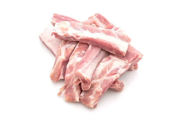 Costillas Frescas Cerdo Crudas Aisladas Sobre Fondo Blanco —  Fotos de Stock