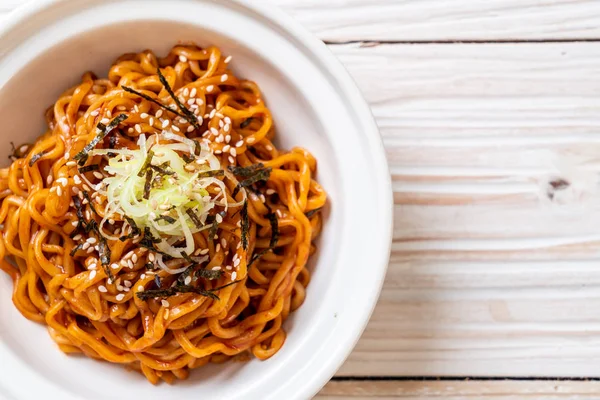 Korean Hot Spicy Instant Noodle Kimchi Korean Food Style — Stock Photo, Image