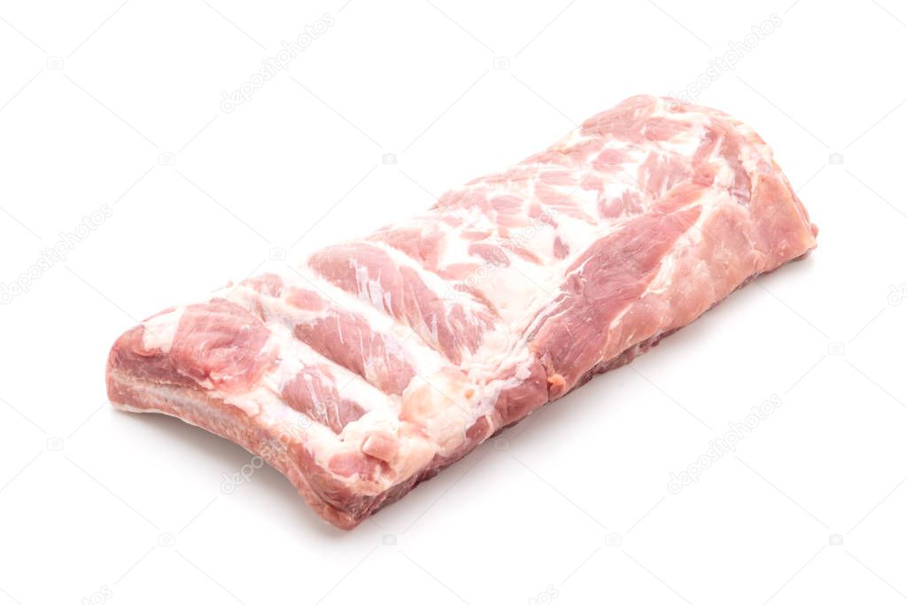 Fresh raw pork ribs isolated on white background