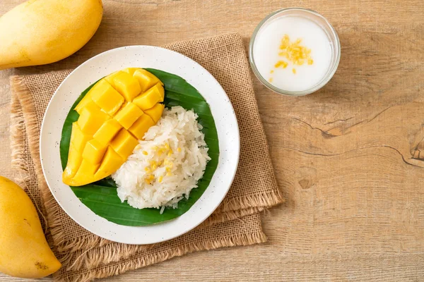 Mango Sticky Rice Popular Traditional Dessert Thailand — Stock Photo, Image