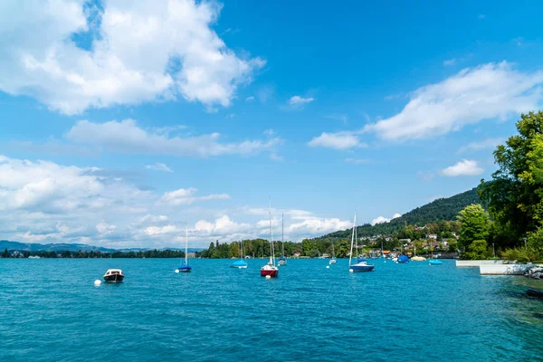 Lindo Lago Thun Com Montanha Suíça — Fotografia de Stock