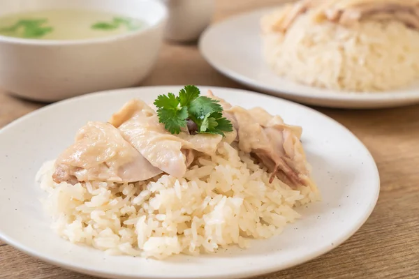 Hainanischen Hühnerreis Oder Gedünsteter Hühnerreis Asiatische Küche — Stockfoto